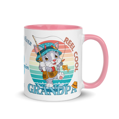 Personalized Coffee Mug 11oz | Reel Cool Grandpa Best Grandpa Ever Cat Themed