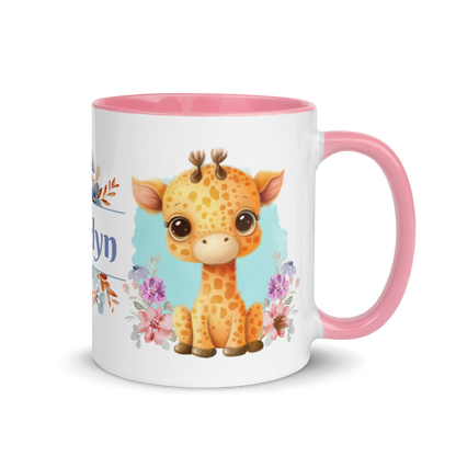 Add Your Name Coffee Mug 11oz | Cute Giraffe Floral Themed