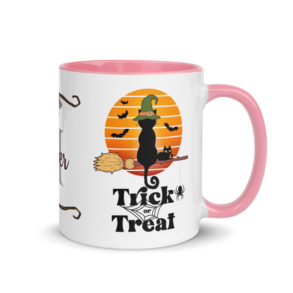 Personalized Coffee Mug 11oz | Trick or Treat Black Cat With Green Hat