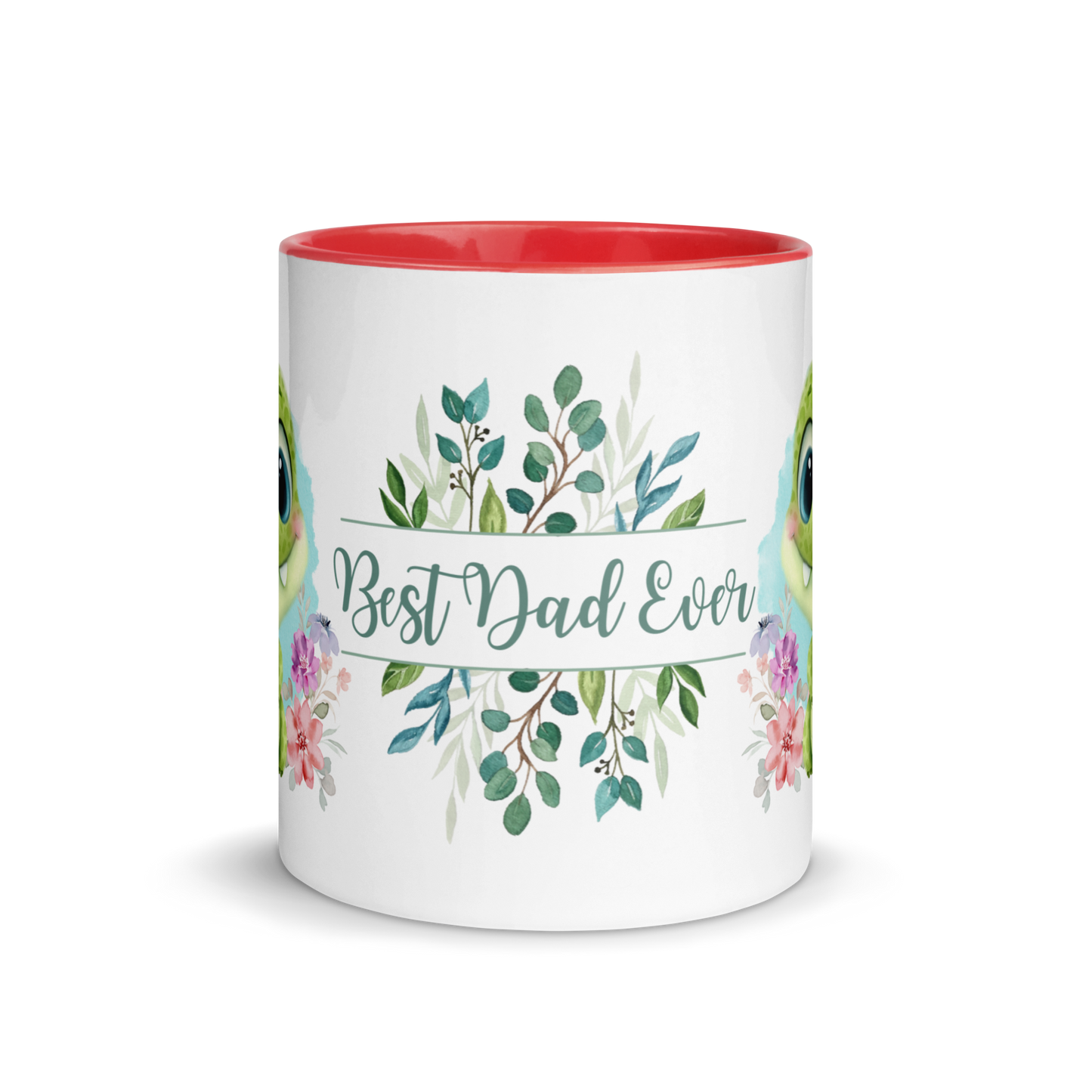 Accent Coffee Mug 11oz | Cute Green Dinosaur Floral Best Dad Ever