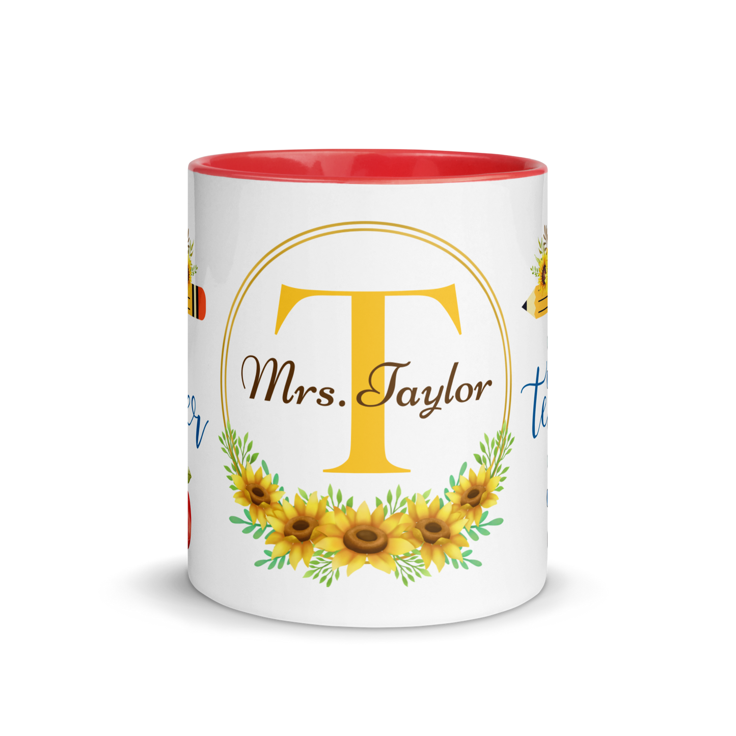 Personalized Coffee Mug 11oz | T is for Teacher Floral Themed