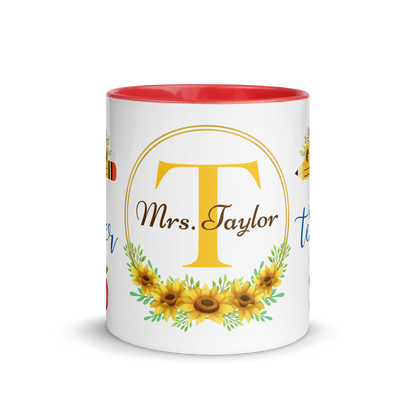 Personalized Coffee Mug 11oz | T is for Teacher Floral Themed