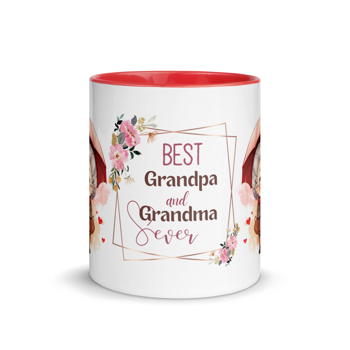 Accent Coffee Mug 11oz | Best Grandpa and Grandma Ever Holding an Umbrella