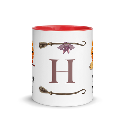 Personalized Monogram Coffee Mug 11oz | Trick or Treat Black Cat With Green Hat