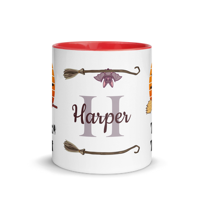 Personalized Coffee Mug 11oz | Trick or Treat Black Cat With Green Hat