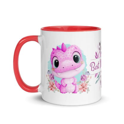 Accent Coffee Mug 11oz | Cute Pink Dinosaur Floral Best Mom Ever