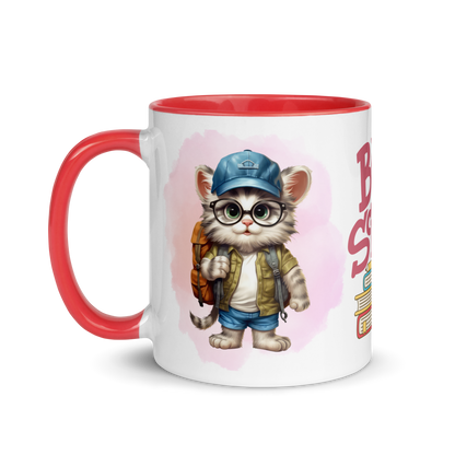 Accent Coffee Mug 11oz | Back To School Adorable Cat Wearing Backpack