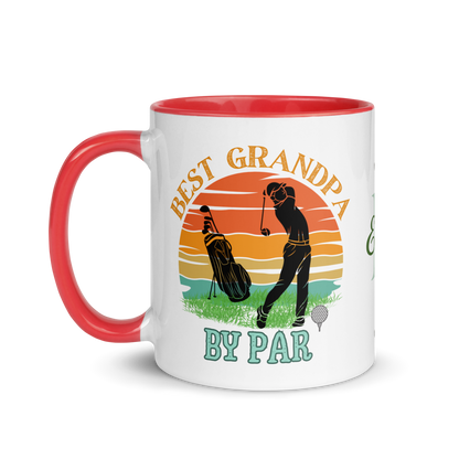 Personalized Coffee Mug 11oz | Best Grandpa By Par Golf Sunset Themed