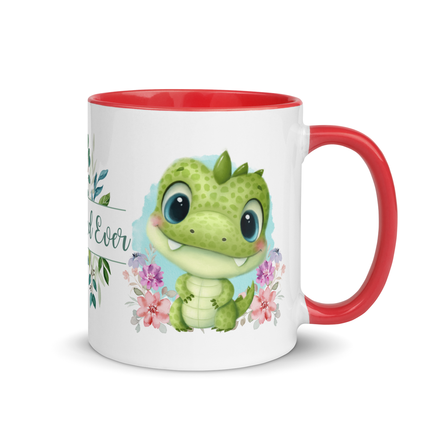 Accent Coffee Mug 11oz | Cute Green Dinosaur Floral Best Dad Ever