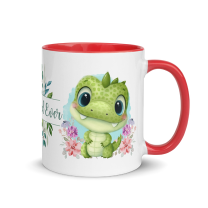 Accent Coffee Mug 11oz | Cute Green Dinosaur Floral Best Dad Ever