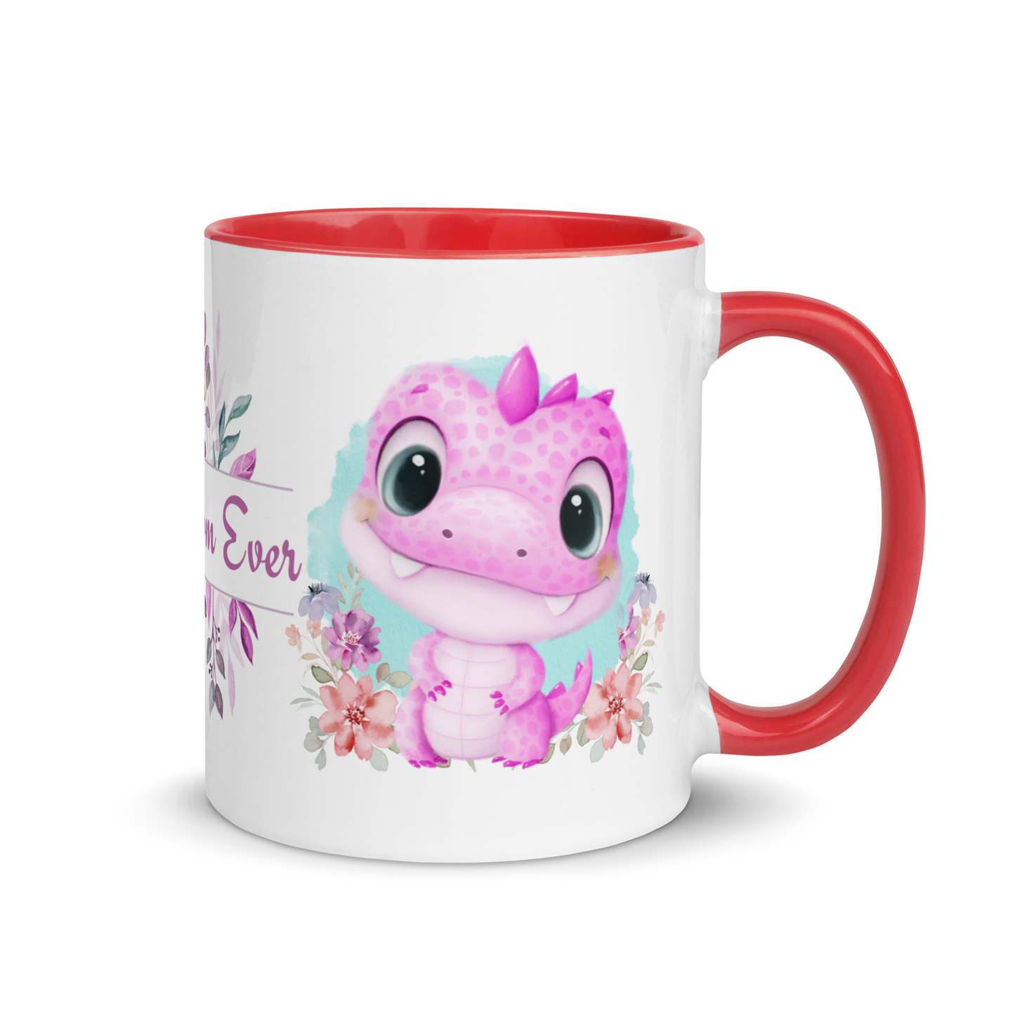 Accent Coffee Mug 11oz | Cute Pink Dinosaur Floral Best Mom Ever