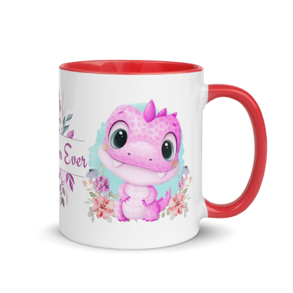 Accent Coffee Mug 11oz | Cute Pink Dinosaur Floral Best Mom Ever