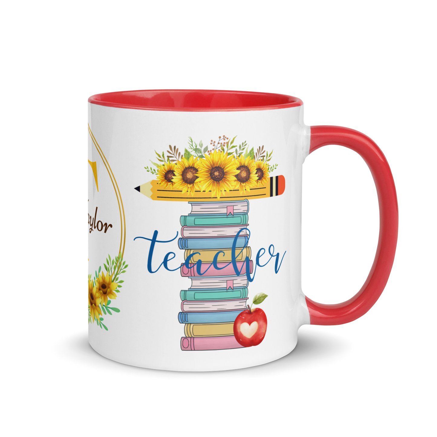 Personalized Coffee Mug 11oz | T is for Teacher Floral Themed