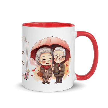 Accent Coffee Mug 11oz | Best Grandpa and Grandma Ever Holding an Umbrella