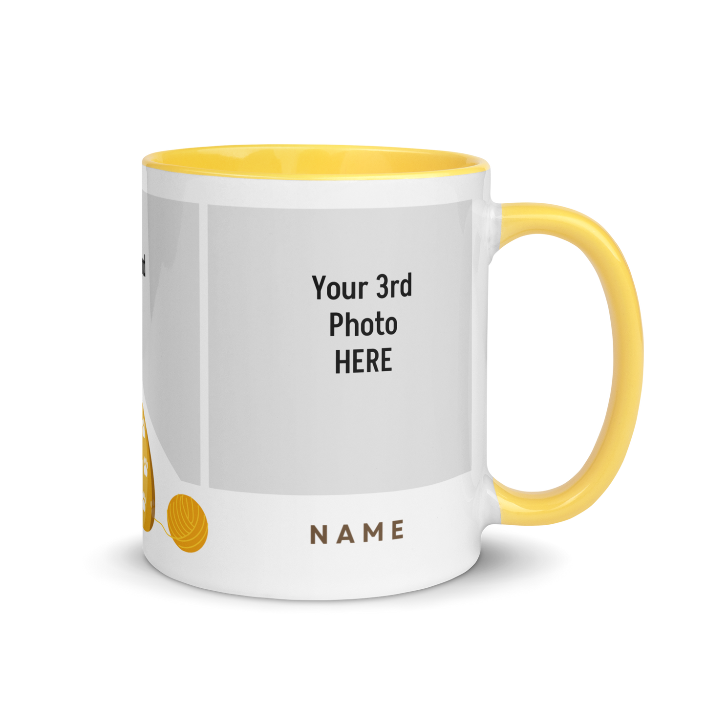 Personalized Coffee Mug 11oz | Add 3 Photos and 2 Name (Cat Themed)