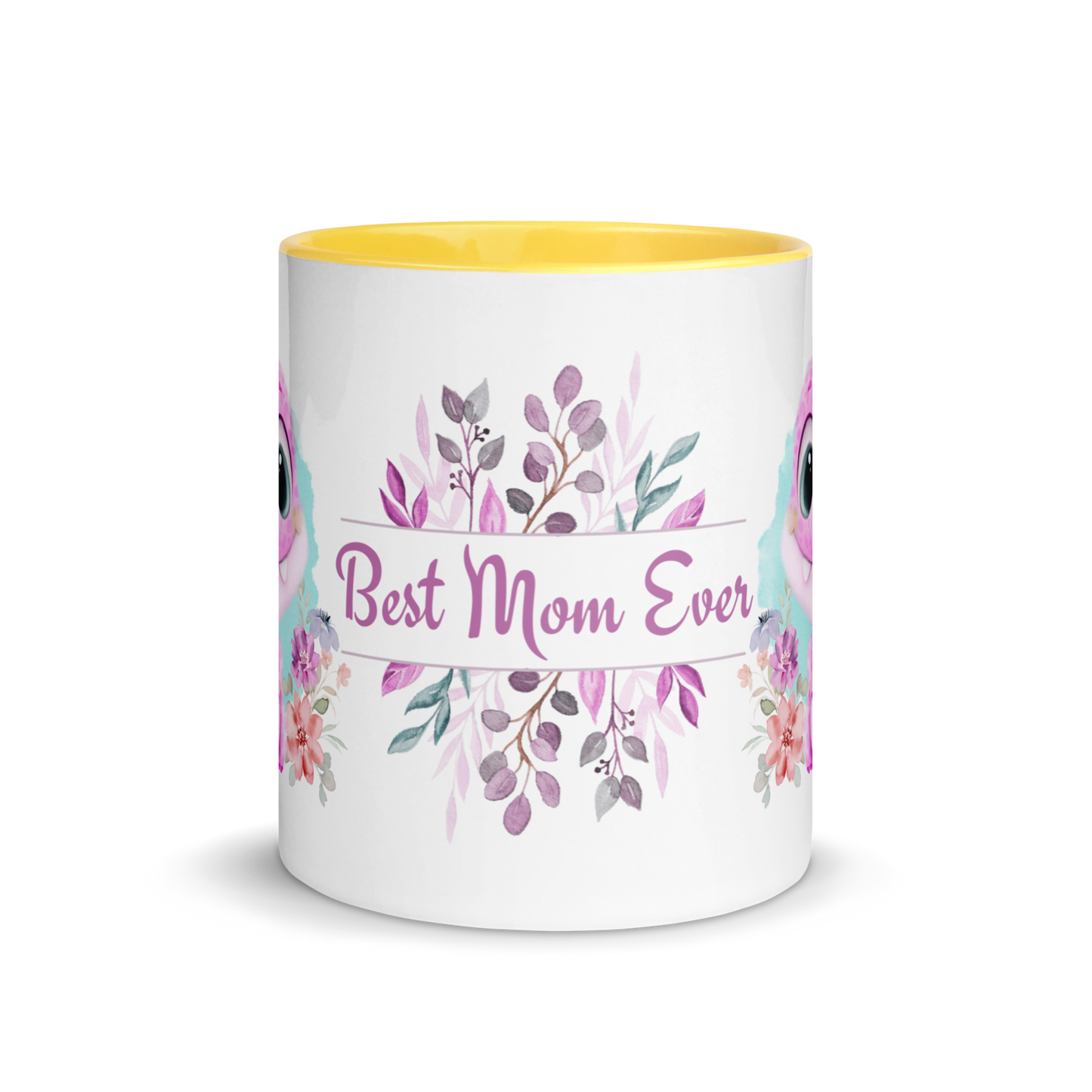 Accent Coffee Mug 11oz | Cute Pink Dinosaur Floral Best Mom Ever