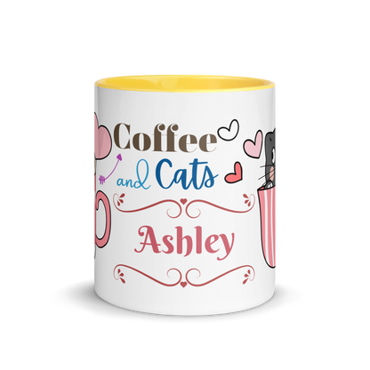 Add Your Name Coffee Mug 11oz | Adorable Coffee and Cats