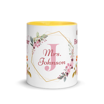 Personalized Coffee Mug 11oz | World's Best Teacher Ever Floral Themed
