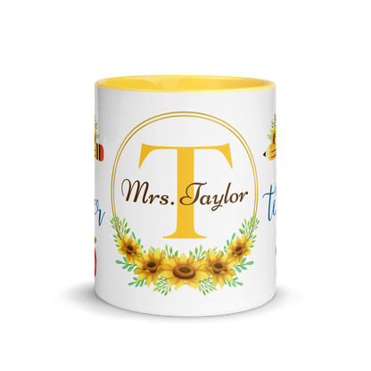 Personalized Coffee Mug 11oz | T is for Teacher Floral Themed
