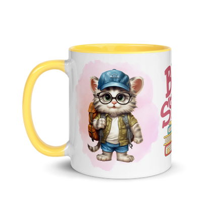 Accent Coffee Mug 11oz | Back To School Adorable Cat Wearing Backpack