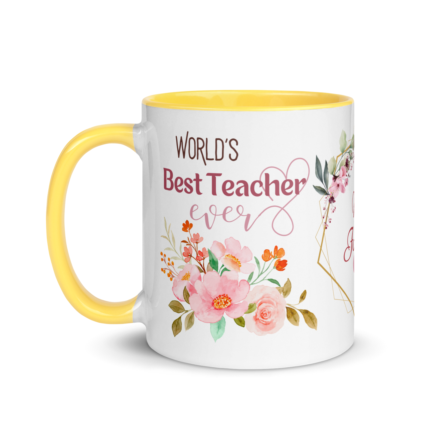 Personalized Coffee Mug 11oz | World's Best Teacher Ever Floral Themed