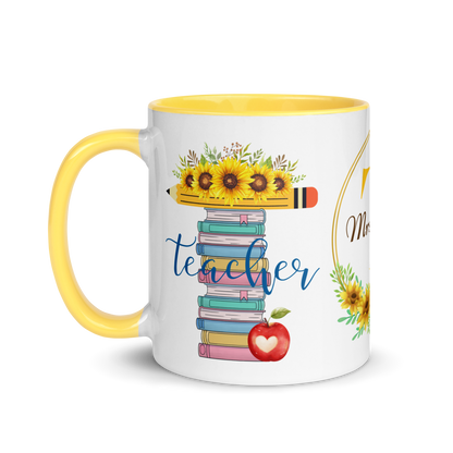 Personalized Coffee Mug 11oz | T is for Teacher Floral Themed