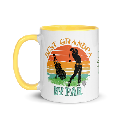 Personalized Coffee Mug 11oz | Best Grandpa By Par Golf Sunset Themed