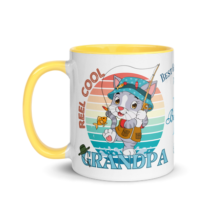 Personalized Coffee Mug 11oz | Reel Cool Grandpa Best Grandpa Ever Cat Themed