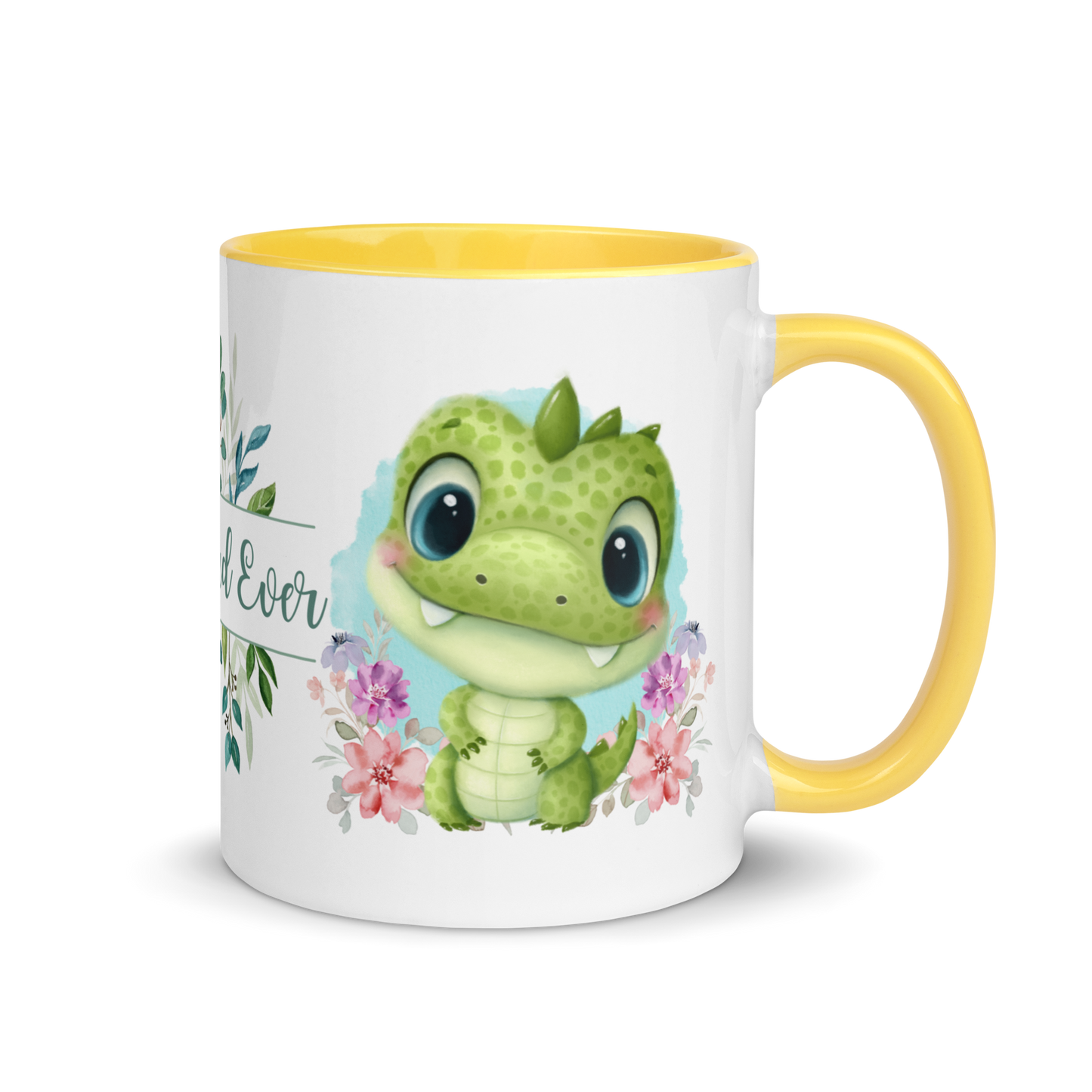 Accent Coffee Mug 11oz | Cute Green Dinosaur Floral Best Dad Ever