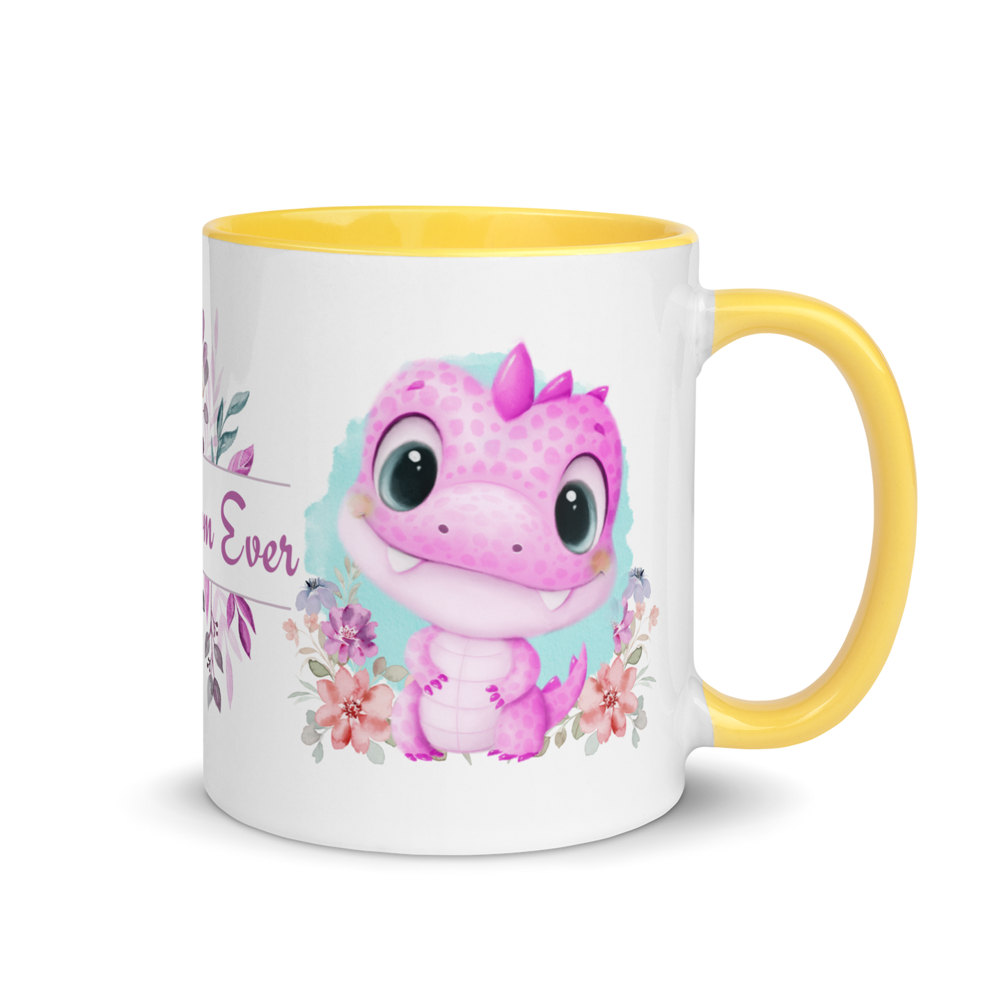 Accent Coffee Mug 11oz | Cute Pink Dinosaur Floral Best Mom Ever