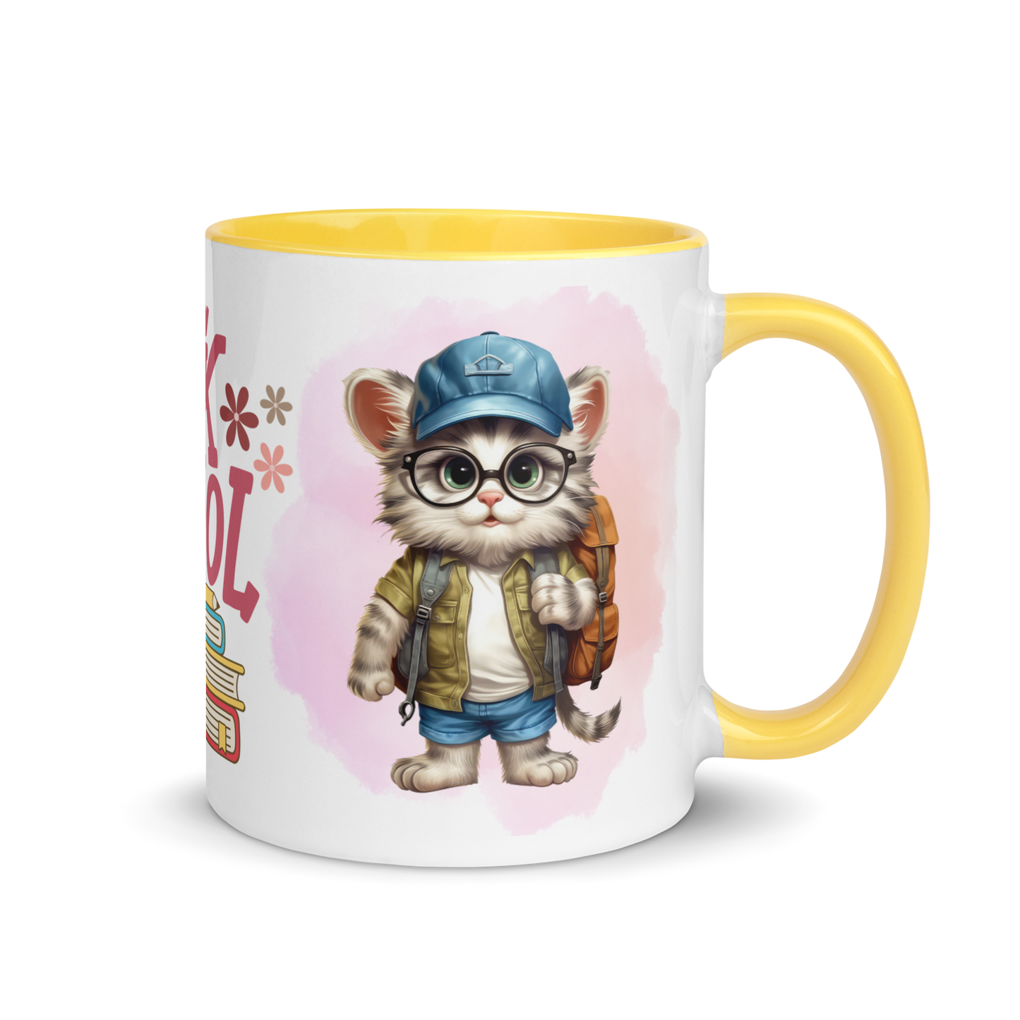 Accent Coffee Mug 11oz | Back To School Adorable Cat Wearing Backpack