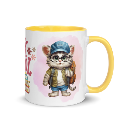 Accent Coffee Mug 11oz | Back To School Adorable Cat Wearing Backpack
