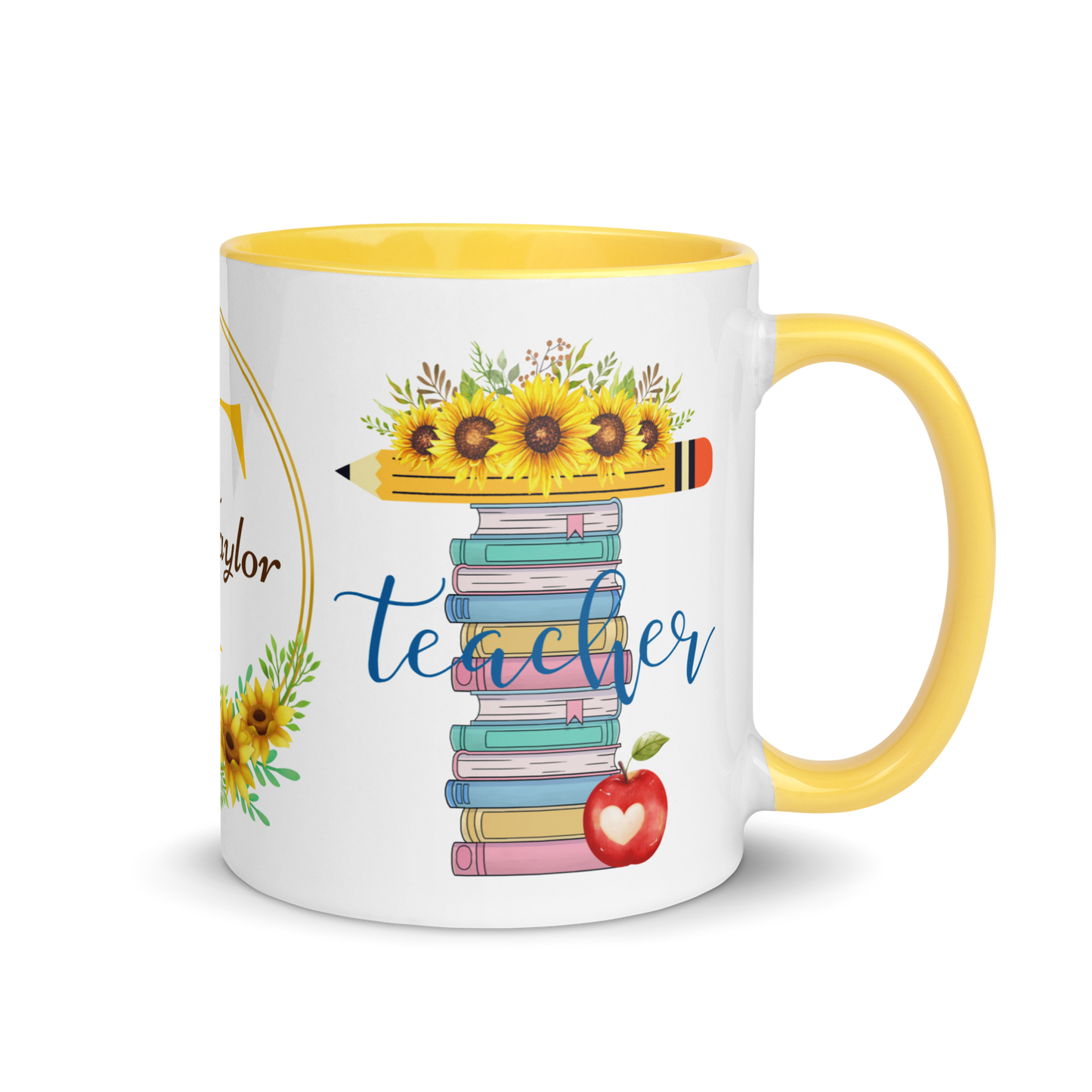 Personalized Coffee Mug 11oz | T is for Teacher Floral Themed