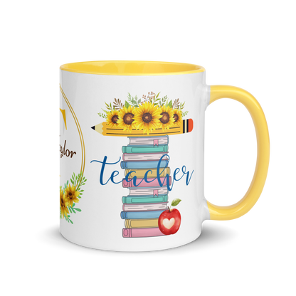 Personalized Coffee Mug 11oz | T is for Teacher Floral Themed