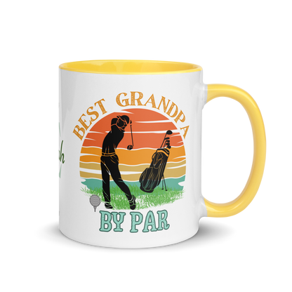 Personalized Coffee Mug 11oz | Best Grandpa By Par Golf Sunset Themed