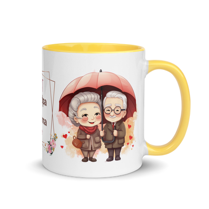 Accent Coffee Mug 11oz | Best Grandpa and Grandma Ever Holding an Umbrella