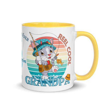 Personalized Coffee Mug 11oz | Reel Cool Grandpa Best Grandpa Ever Cat Themed
