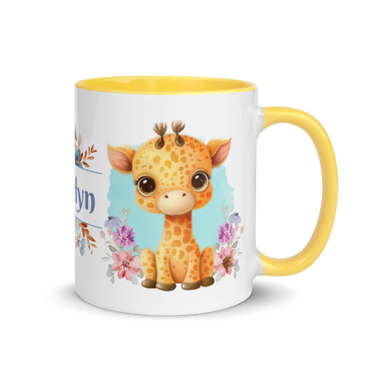 Add Your Name Coffee Mug 11oz | Cute Giraffe Floral Themed