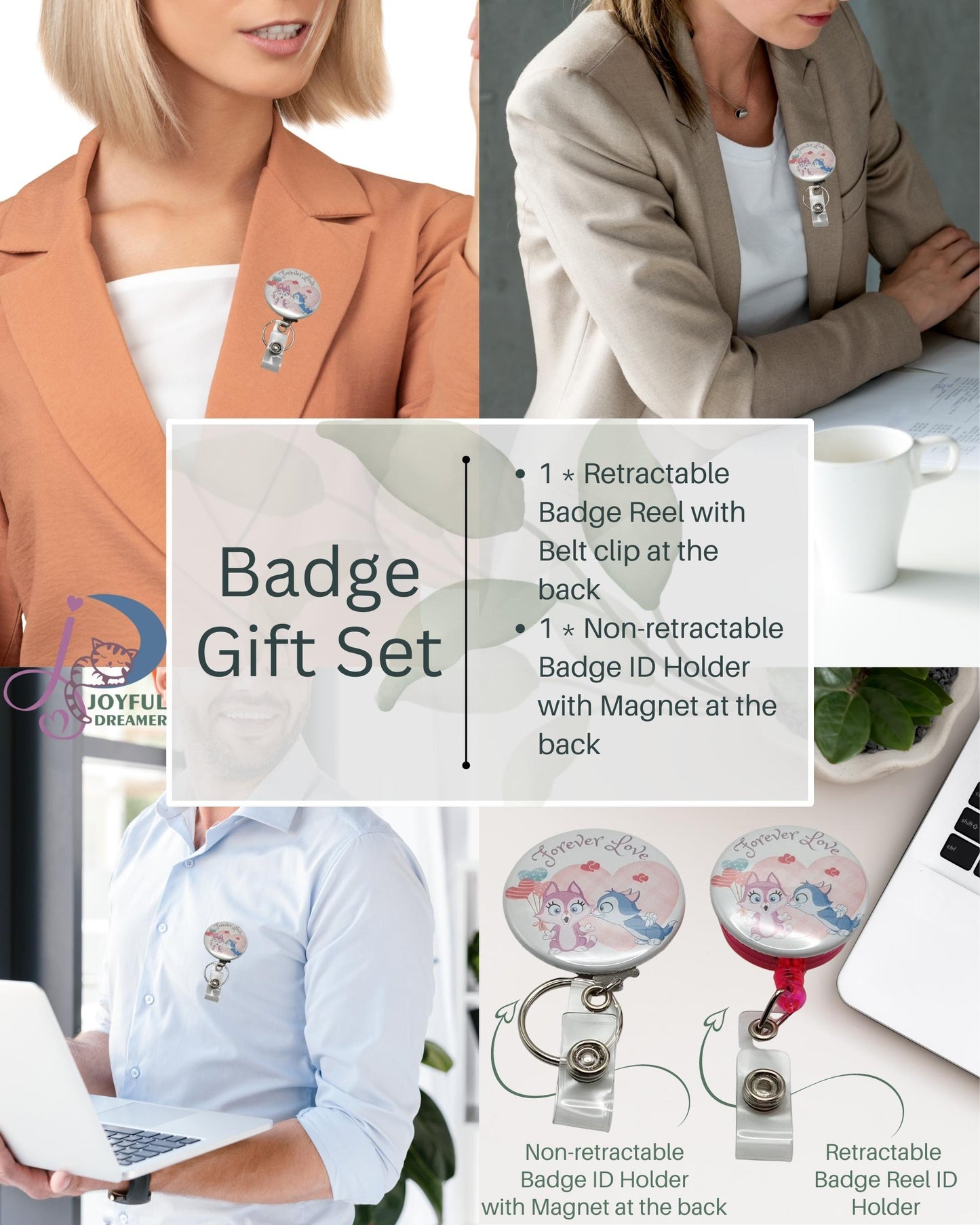 Gift Set | 2 Pack Badges::1 Retractable Badge Reel+1 Non-retractable