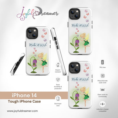 Tough case for iPhone 11, 12, 13, 14, 15, 16 Variations | Make A Wish Green Fairy
