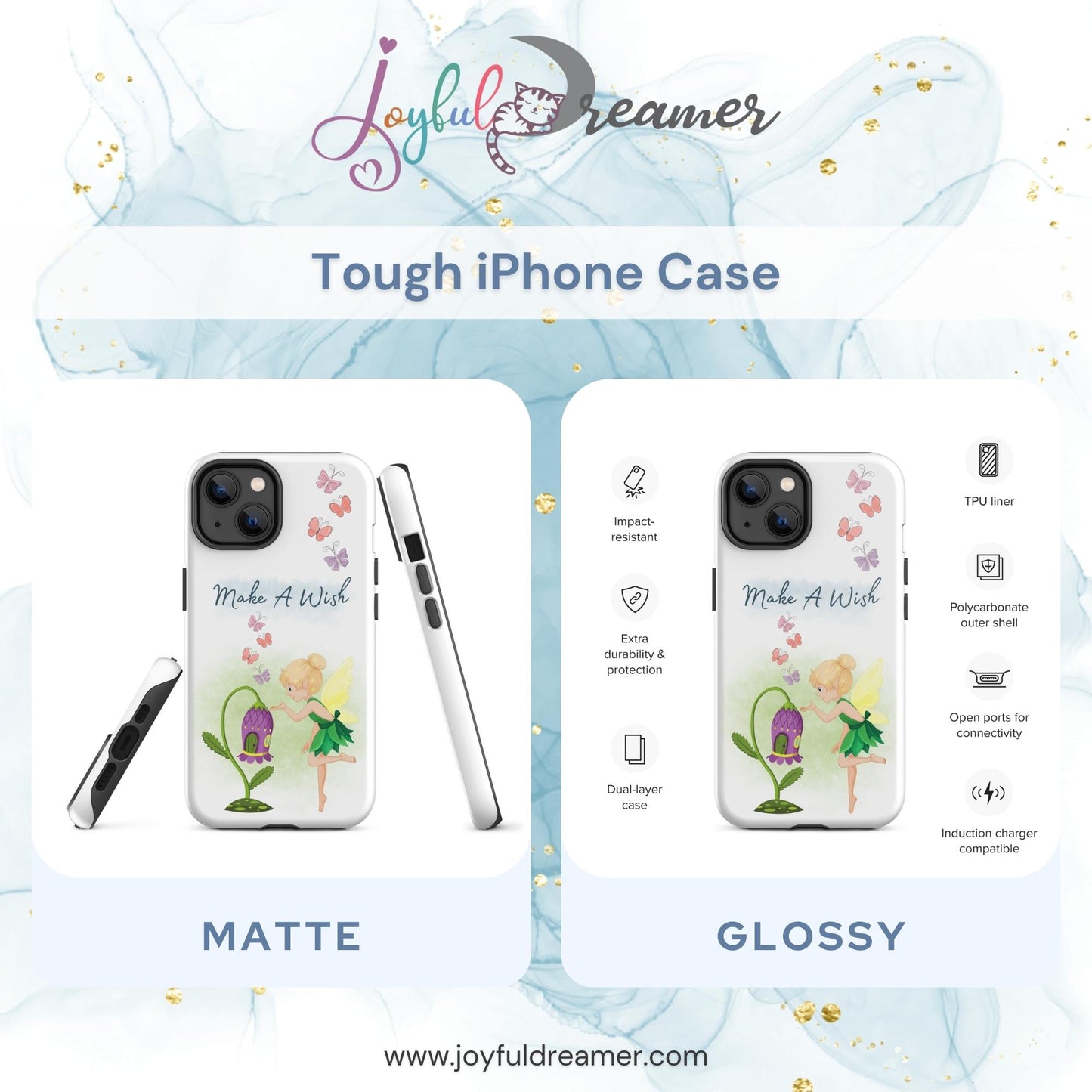 Tough case for iPhone 11, 12, 13, 14, 15, 16 Variations | Make A Wish Green Fairy