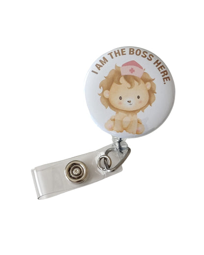 Retractable Badge Reel Bulldog Alligator Clip | I Am the Boss Here