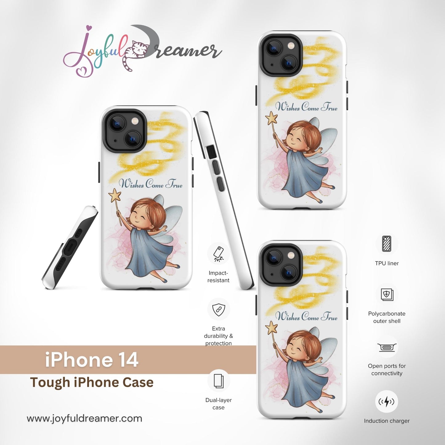 Tough case for iPhone 11, 12, 13, 14, 15, 16 Variations | Wishes Come True - Blue Fairy