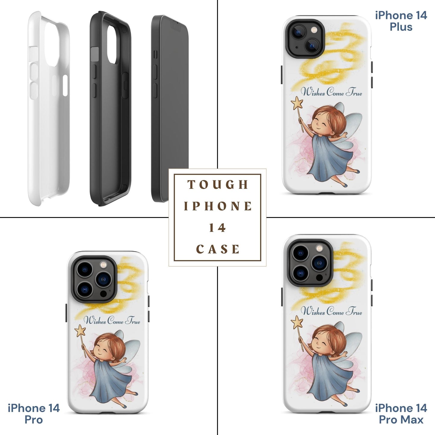 Tough case for iPhone 11, 12, 13, 14, 15, 16 Variations | Wishes Come True - Blue Fairy