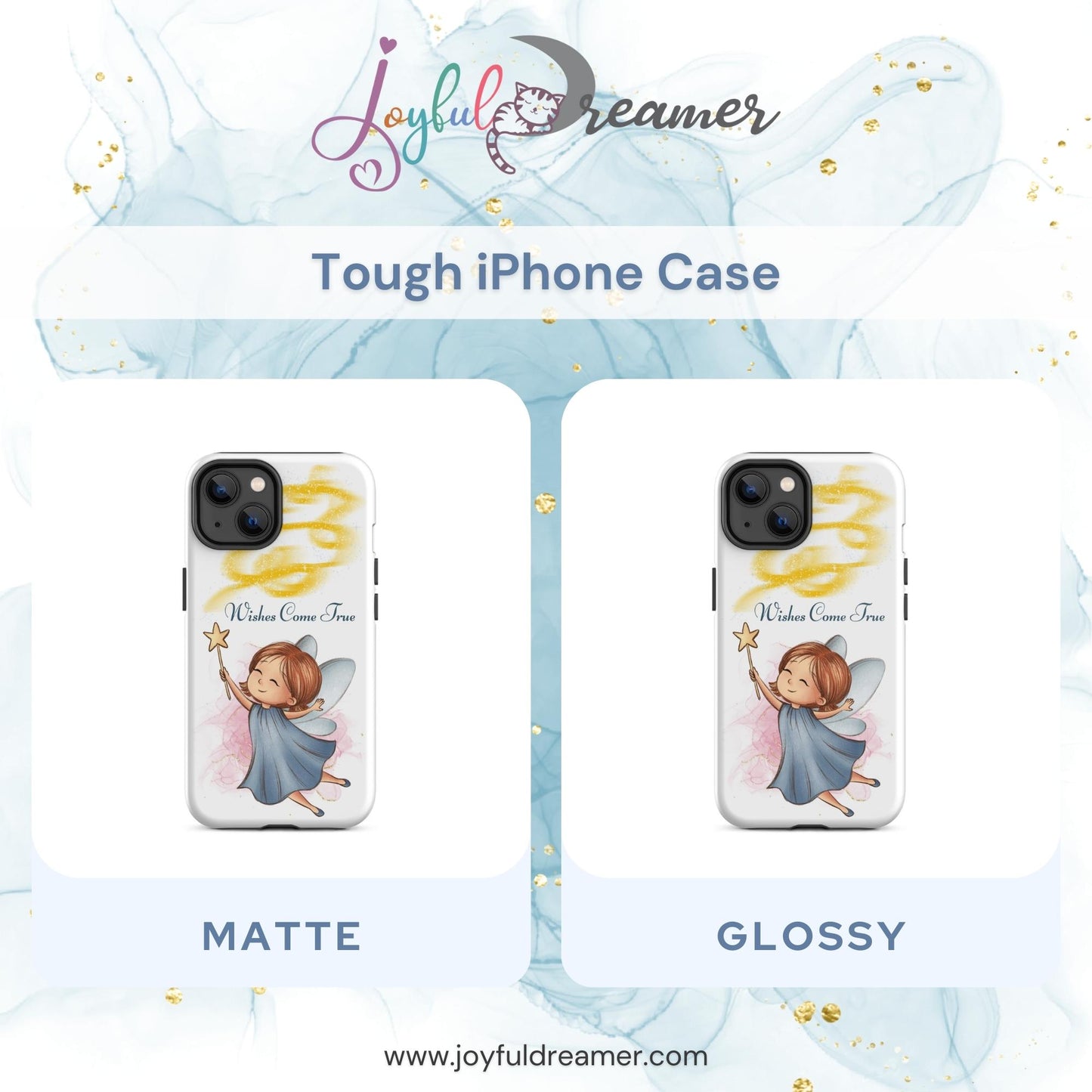 Tough case for iPhone 11, 12, 13, 14, 15, 16 Variations | Wishes Come True - Blue Fairy