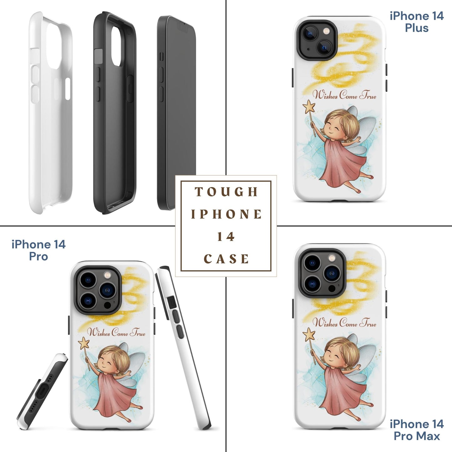 Tough case for iPhone 11, 12, 13, 14, 15, 16 Variations | Wishes Come True - Pink Fairy