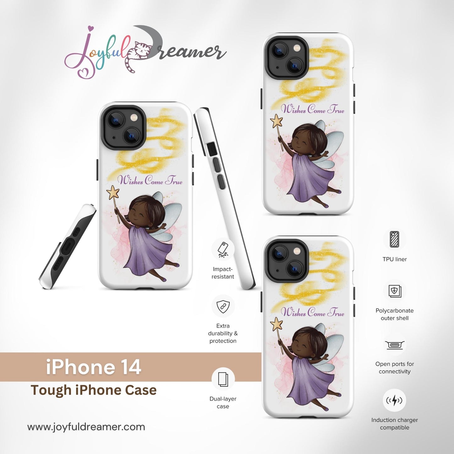 Tough case for iPhone 11, 12, 13, 14, 15, 16 Variations | Wishes Come True - Purple Fairy