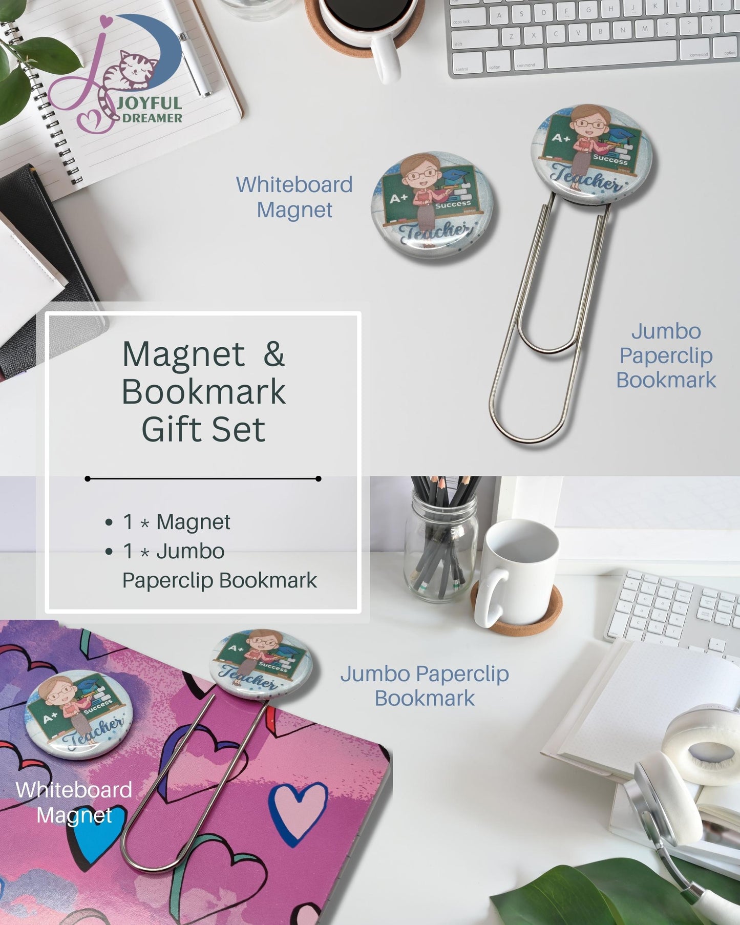 Gift Set | Jumbo Paperclip Bookmark and White Board Magnet