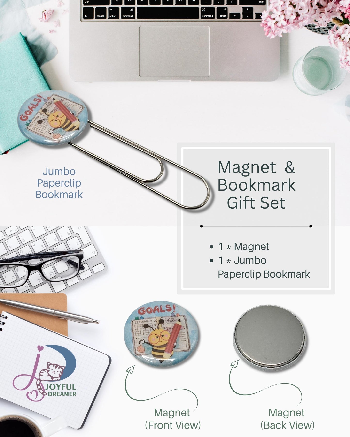 Gift Set | Jumbo Paperclip Bookmark and White Board Magnet