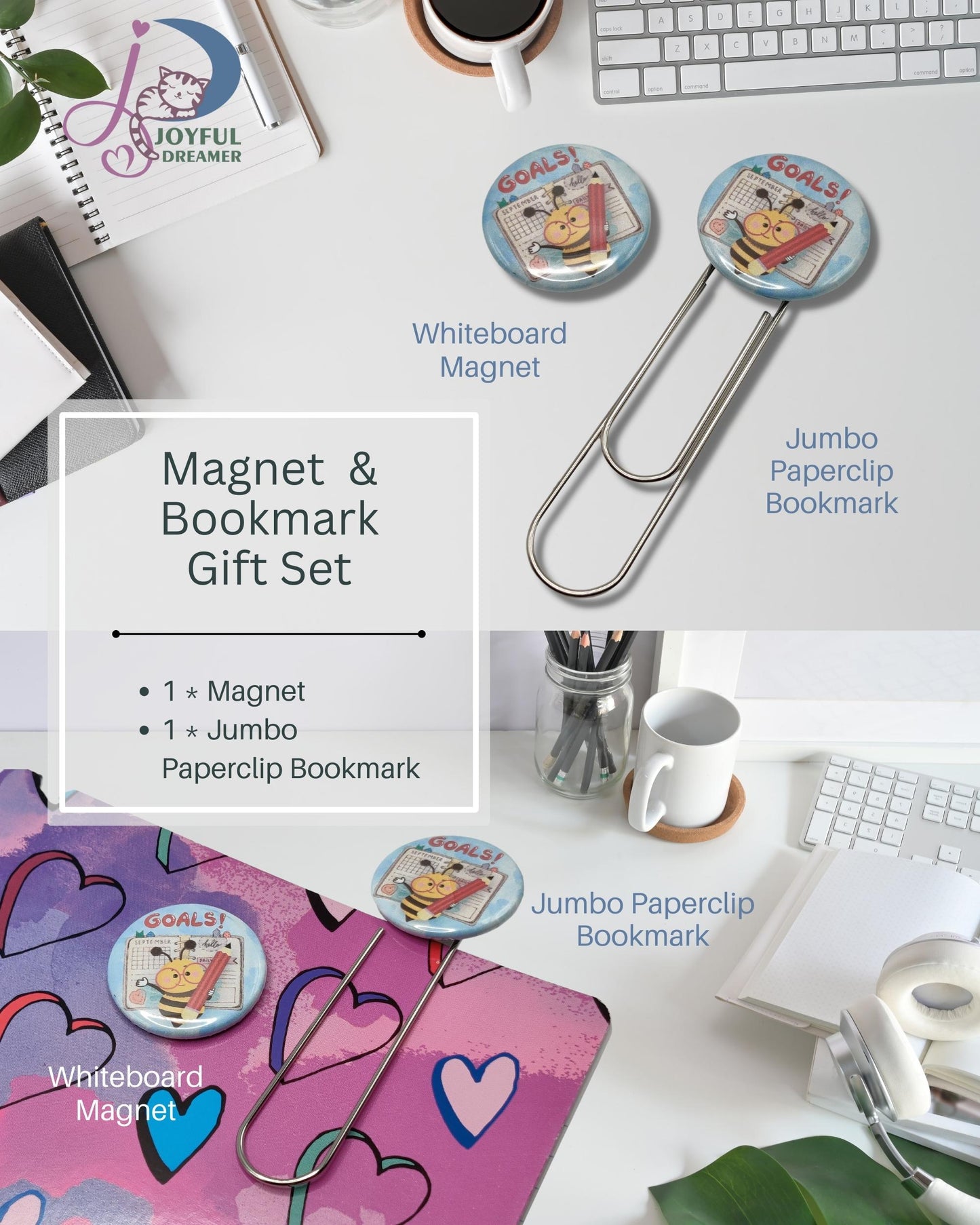 Gift Set | Jumbo Paperclip Bookmark and White Board Magnet